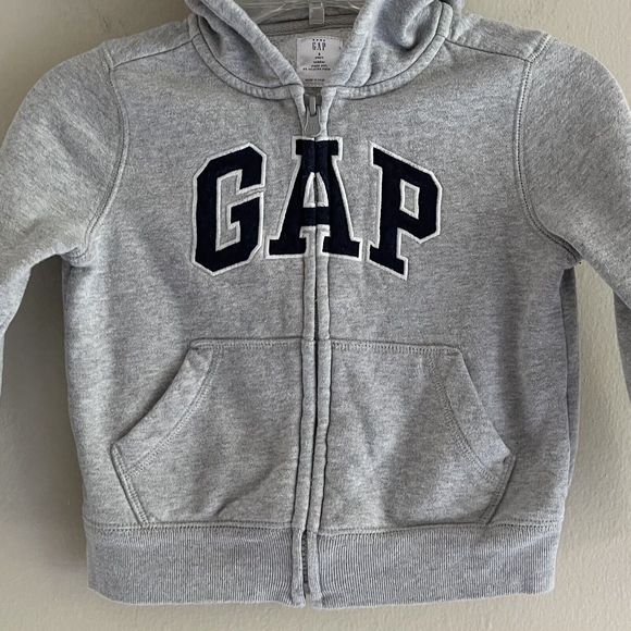 Baby Gap Hoodie Jacket Toddler Size 3 Front Pocket Gray Navy Blue Long Sleeve - Picture 2 of 5